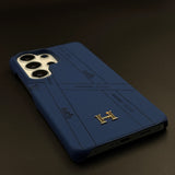 Luxury Leather Case for Samsung Galaxy S25 Ultra | HMS‑Inspired Ribbon Design with Gold H Logo