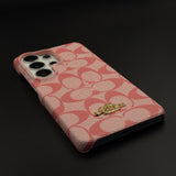 Luxury Monogram Leather CC Case with Metal Charm for Samsung Galaxy S26 Ultra