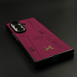 Luxury Leather Case for Samsung Galaxy Z Fold 7 | HMS‑Inspired Ribbon Design with Gold H Logo