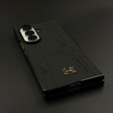 Luxury Leather Case for Samsung Galaxy Z Fold 7 | HMS‑Inspired Ribbon Design with Gold H Logo