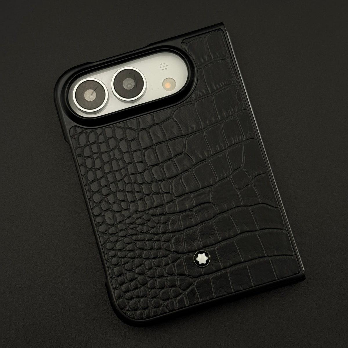 Croc Pattern MB Logo Case for Apple iPhone Duo | Luxury Embossed Leather Protection