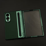All-in-One Case | Leather Texture with Pen for Samsung Galaxy Z Fold 8 | Front Screen Protector & Side Hinge Protection