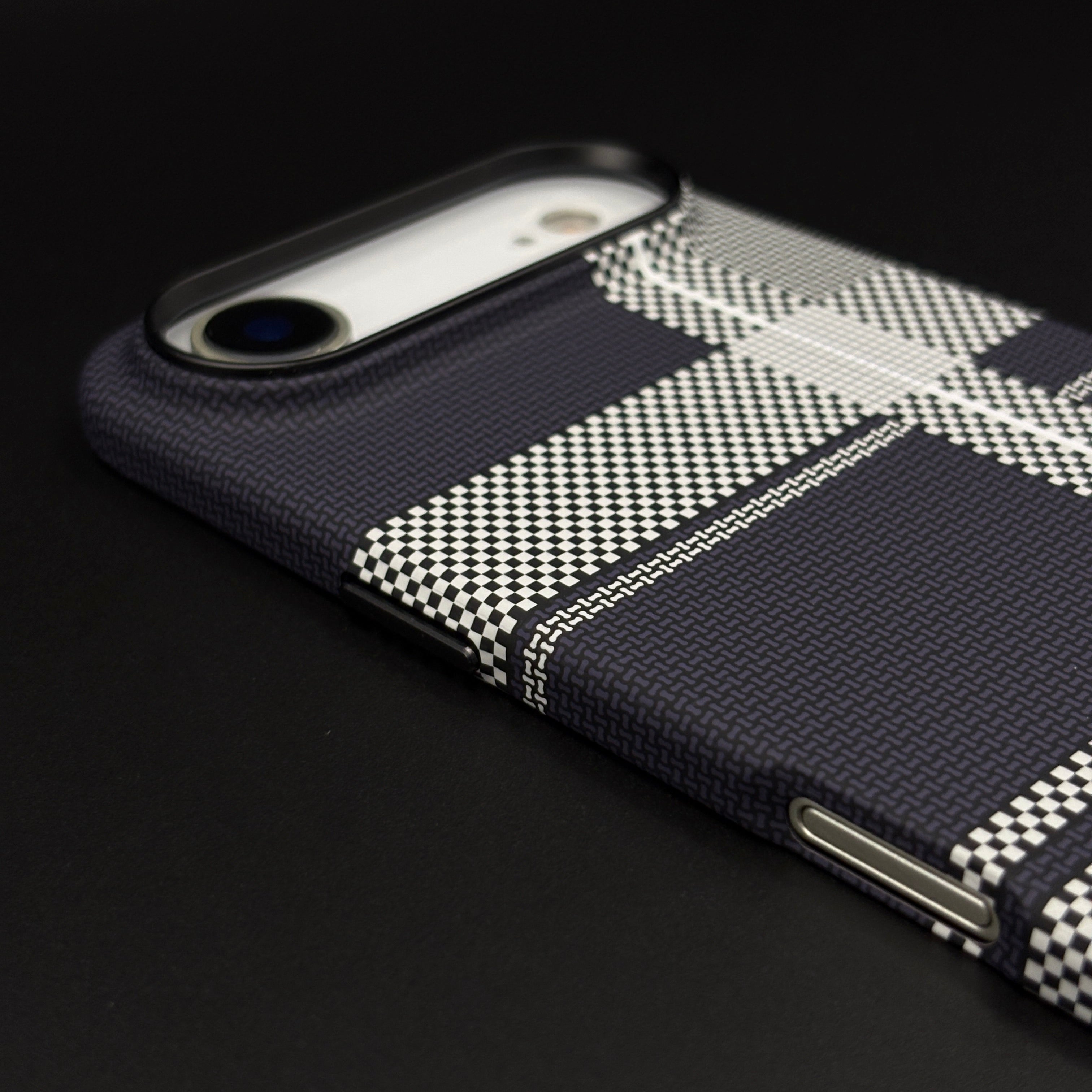 Striped White Slim Mobile Case Cover for iPhone 17 Air | Rare Aramid Texture Finish | Real Carbon Fibre Feel | Hidden MagSafe