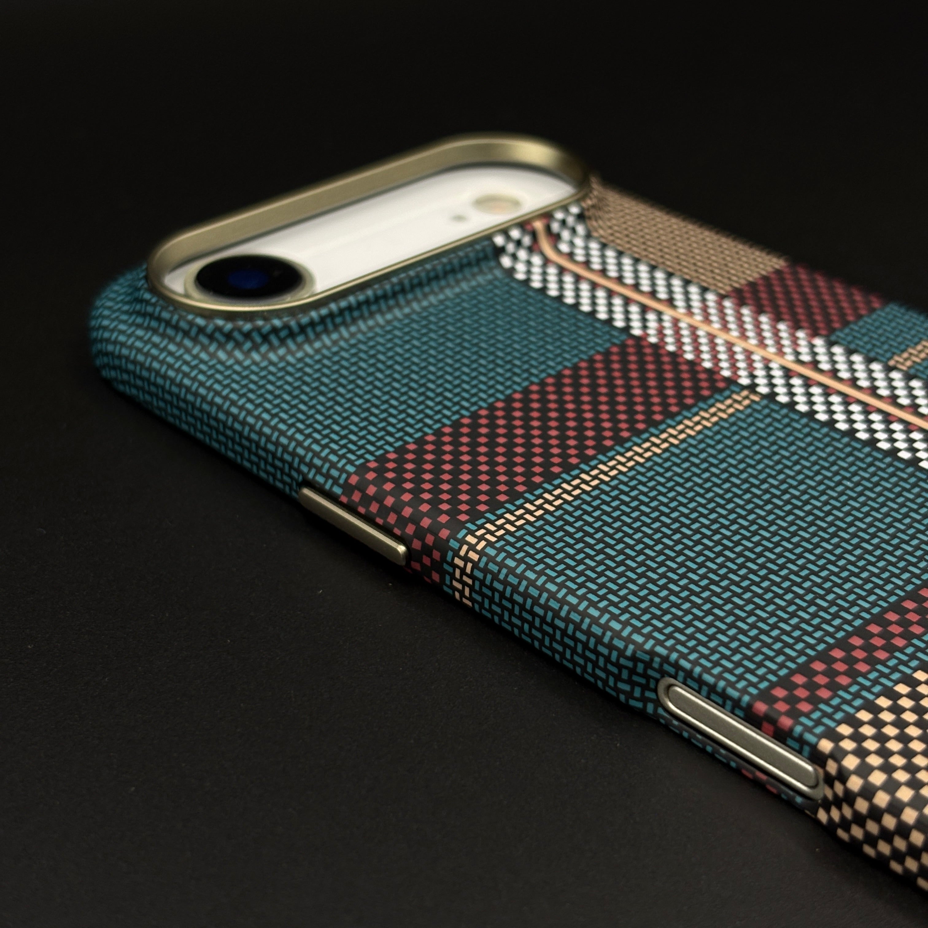 Minimalist Plaid Red Green Mobile Case Cover for iPhone 17 Air | Rare Aramid Texture Finish | Real Carbon Fibre Feel | Hidden MagSafe