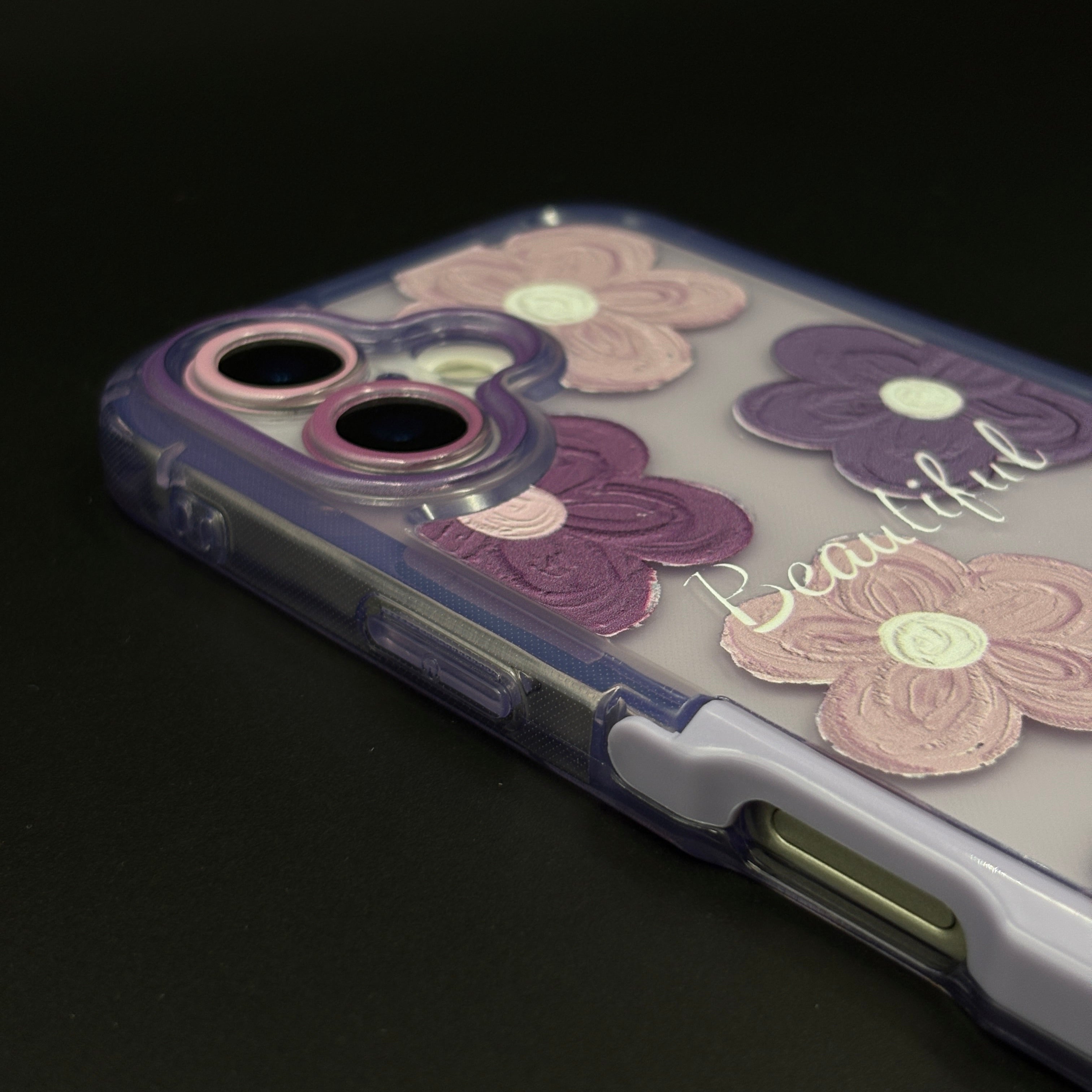 Purple Floral Soft Flexible Mobile Case Cover for iPhone 17 | 3D Pastel Flower Design
