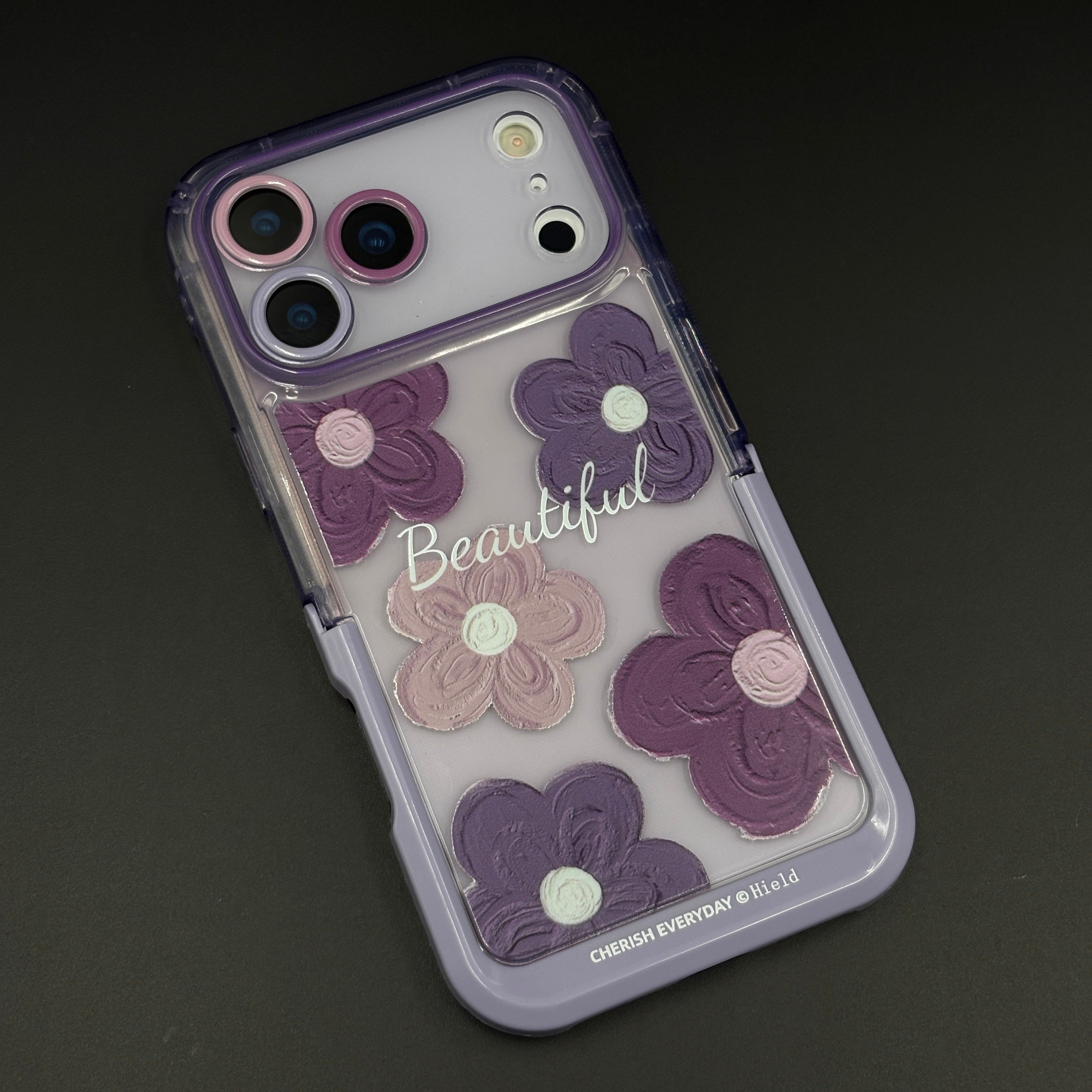 Purple Floral Soft Flexible Mobile Case Cover for iPhone 17 Series | 3D Pastel Flower Design