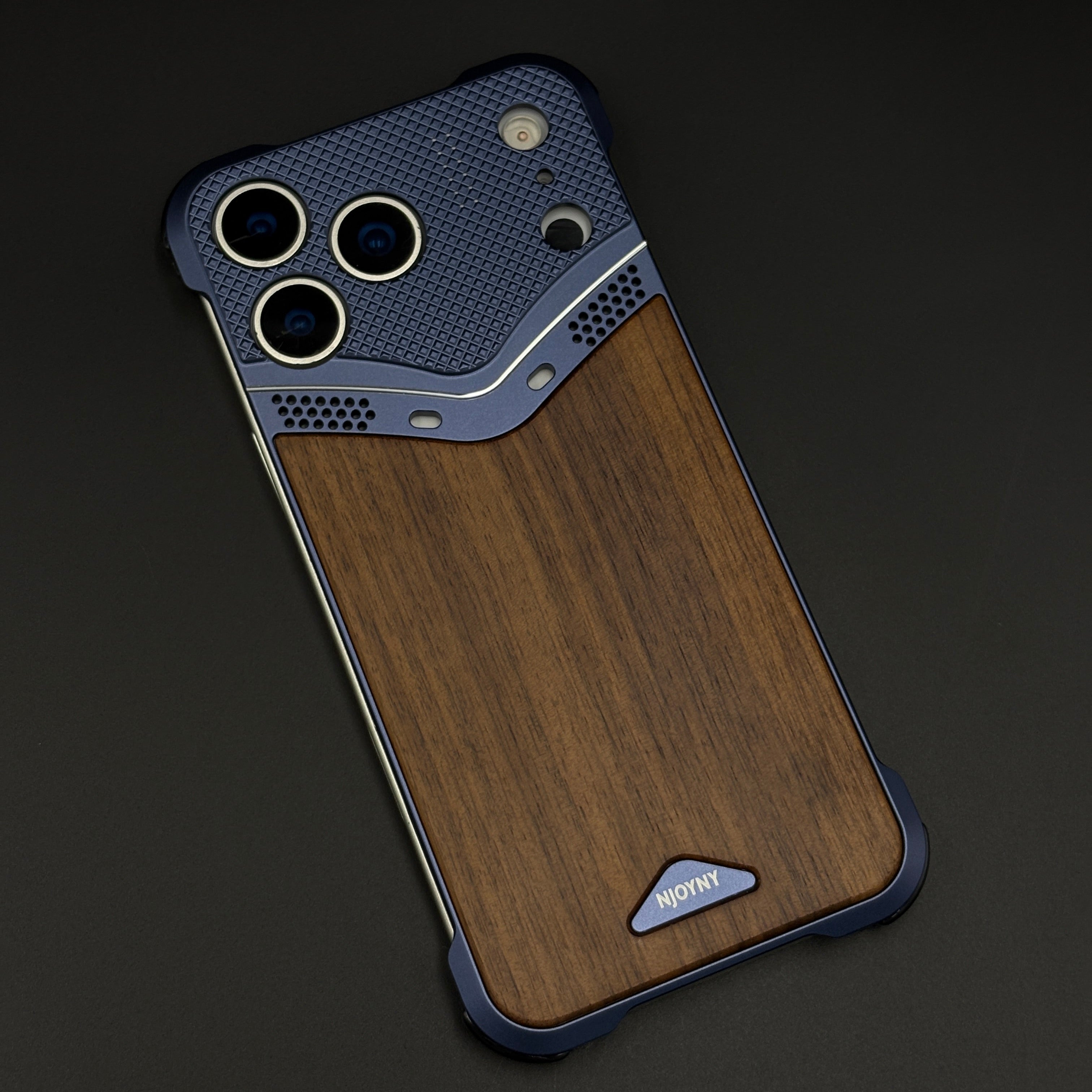 Rugged Wooden Metal Mobile Case Cover for iPhone 17 Series