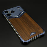 Rugged Wooden Metal Mobile Case Cover for iPhone 17 Series