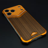 Rugged Wooden Metal Mobile Case Cover for iPhone 17 Series