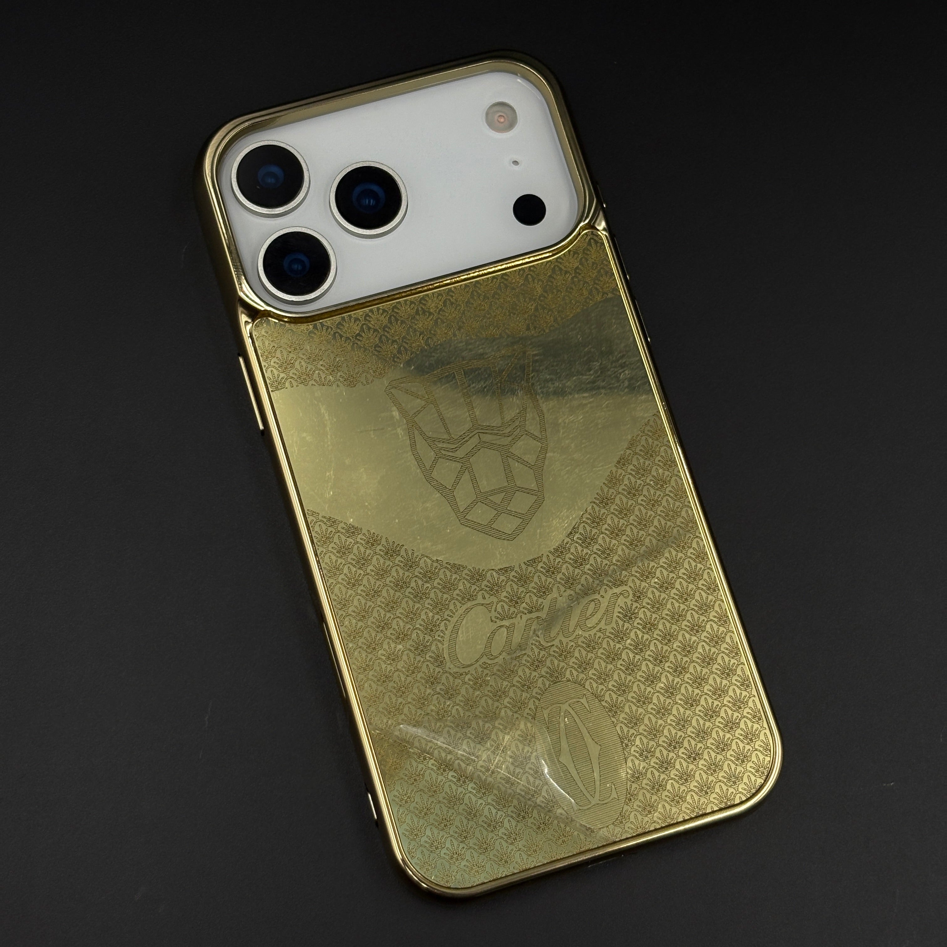 Handcrafted 24K Gold Plated Branded Wolf Mobile Case Cover for iPhone 17 Series | Reflective Gold Finish
