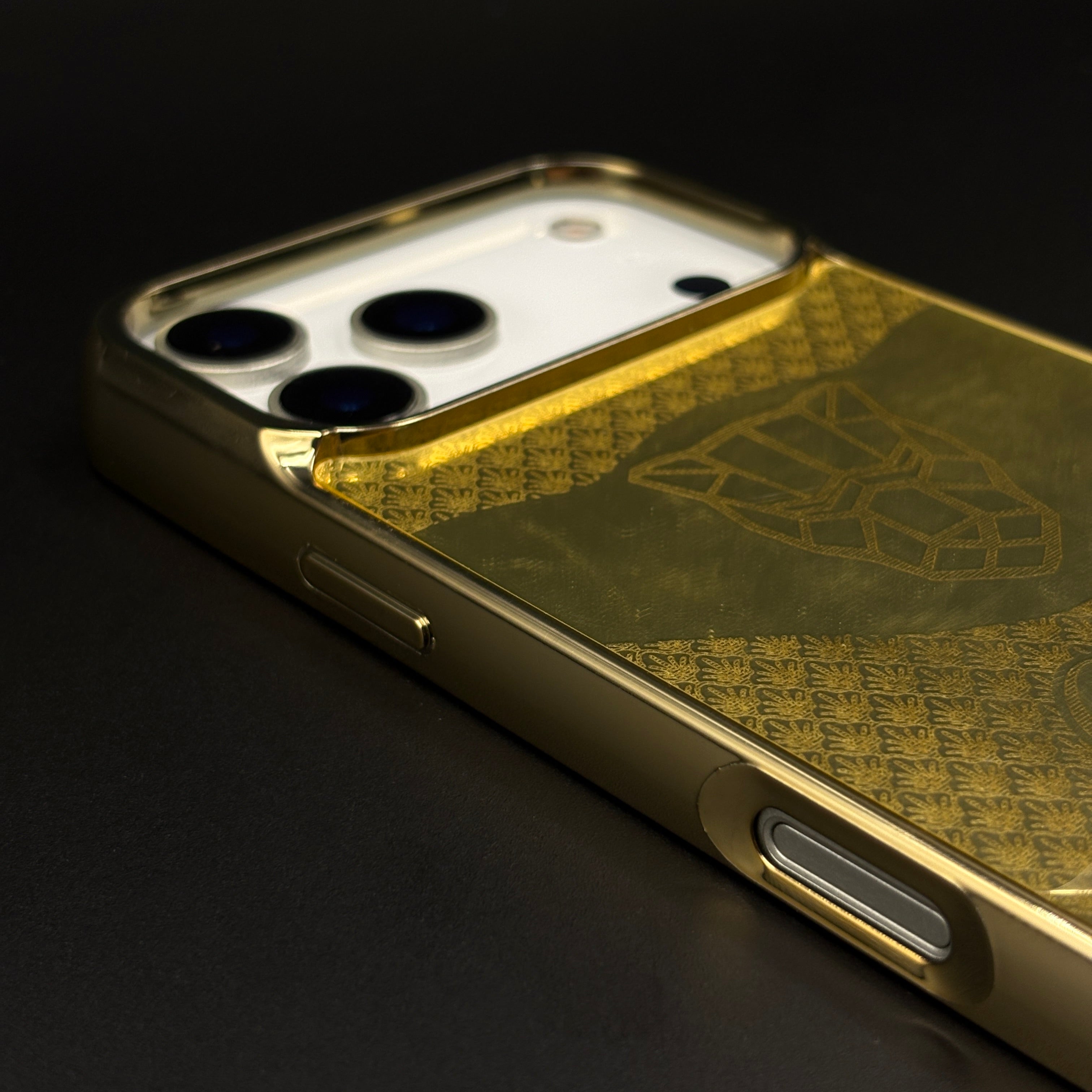 Handcrafted 24K Gold Plated Branded Wolf Mobile Case Cover for iPhone 17 Series | Reflective Gold Finish