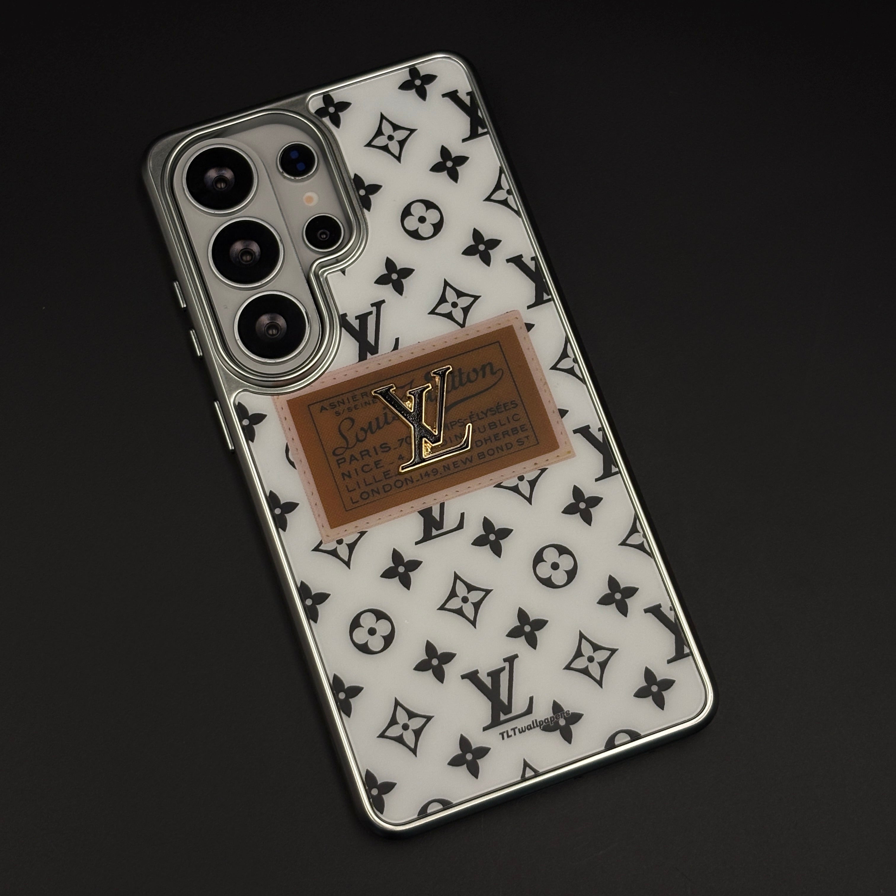 Luxury Fashion Brand Monogram Metal Style Frame Case Cover for Samsung Galaxy S26 Ultra
