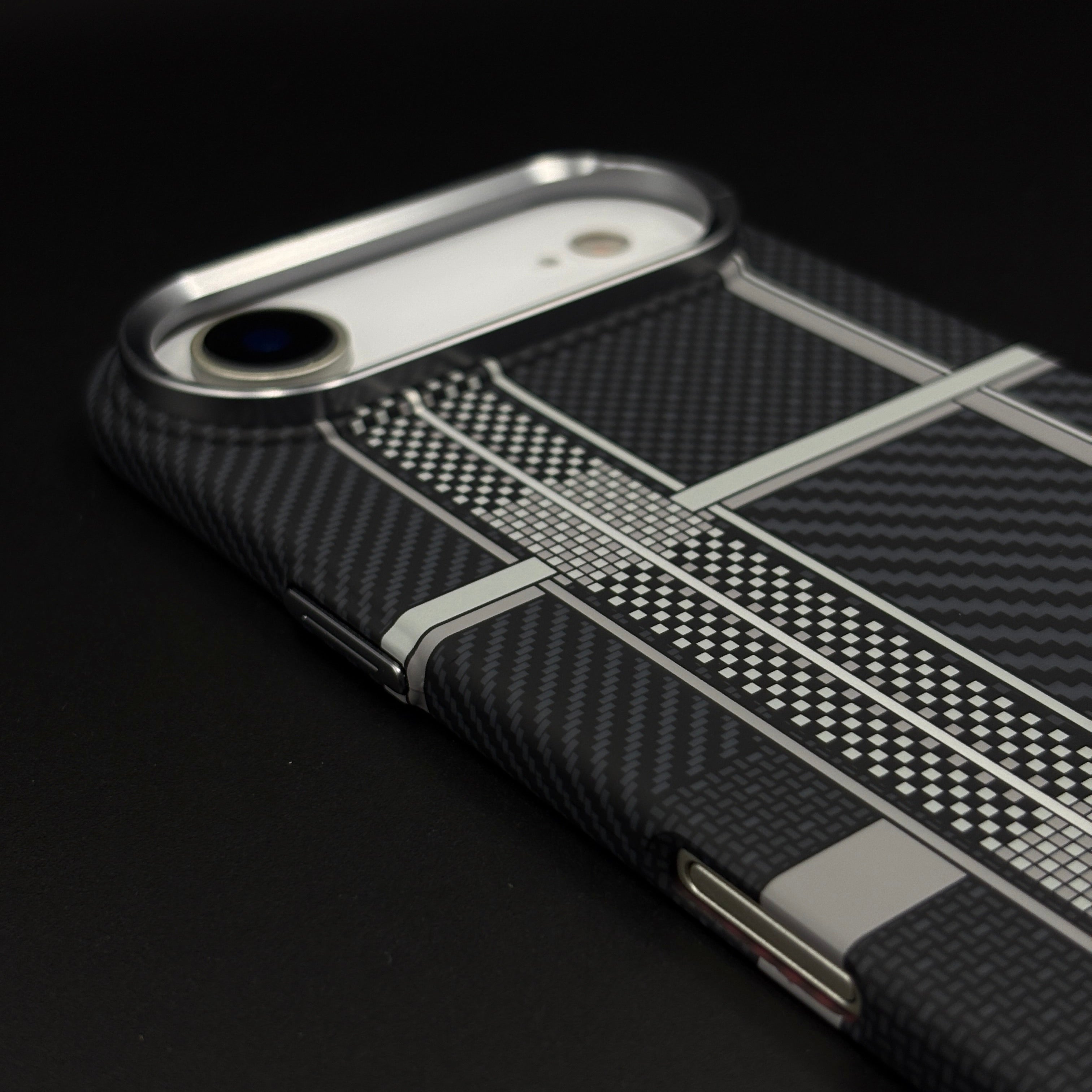 Striped Black Slim Mobile Case Cover for iPhone 17 Air | Rare Aramid Texture Finish | Real Carbon Fibre Feel | Hidden MagSafe