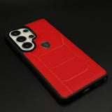 Luxury FR Stitched Red Leather Case for Samsung Galaxy S26 Ultra