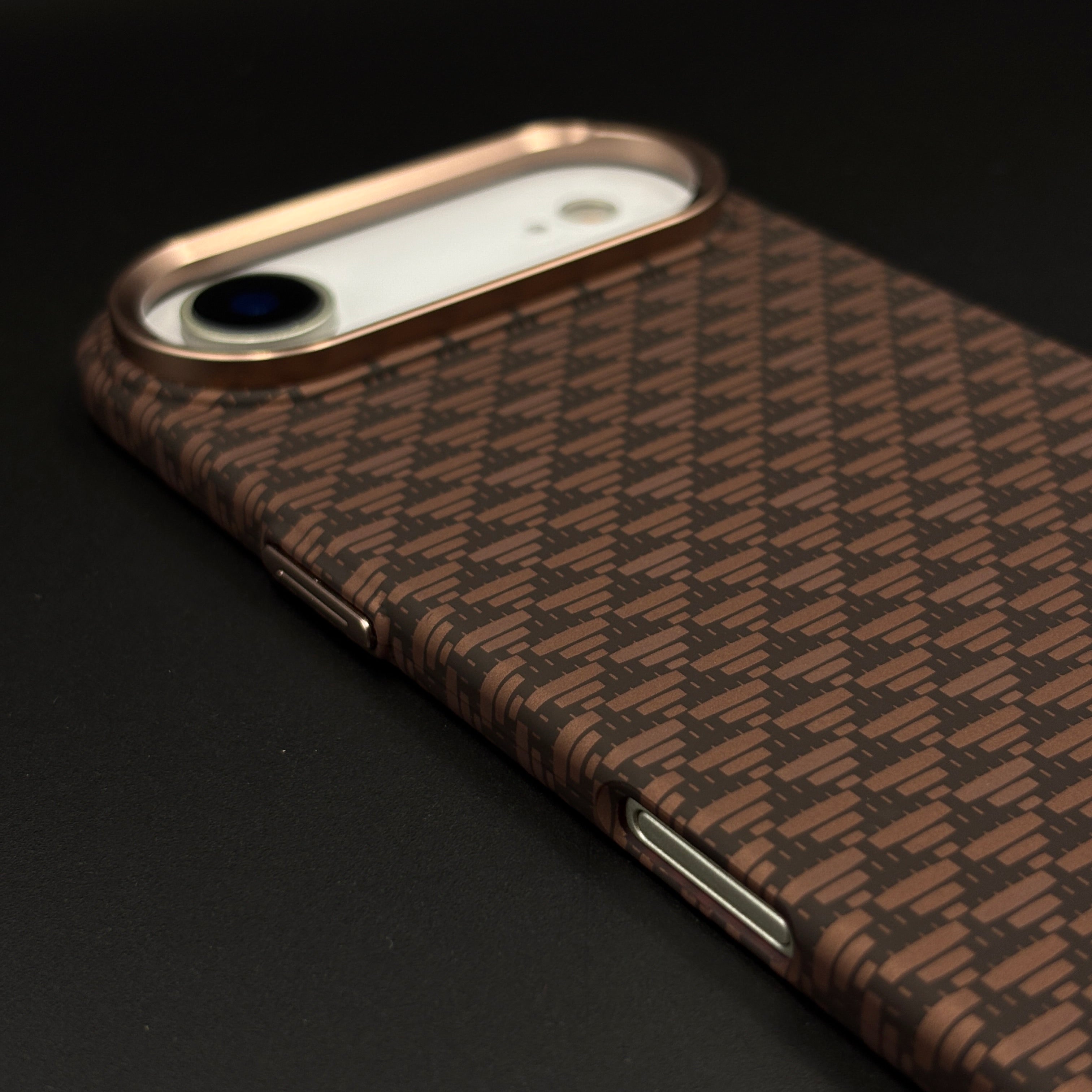 Brown Geometric Slim Mobile Case Cover for iPhone 17 Air | Rare Aramid Texture Finish | Real Carbon Fibre Feel | Hidden MagSafe