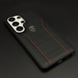 Luxury FR Stitched Red Leather Case for Samsung Galaxy S26 Ultra