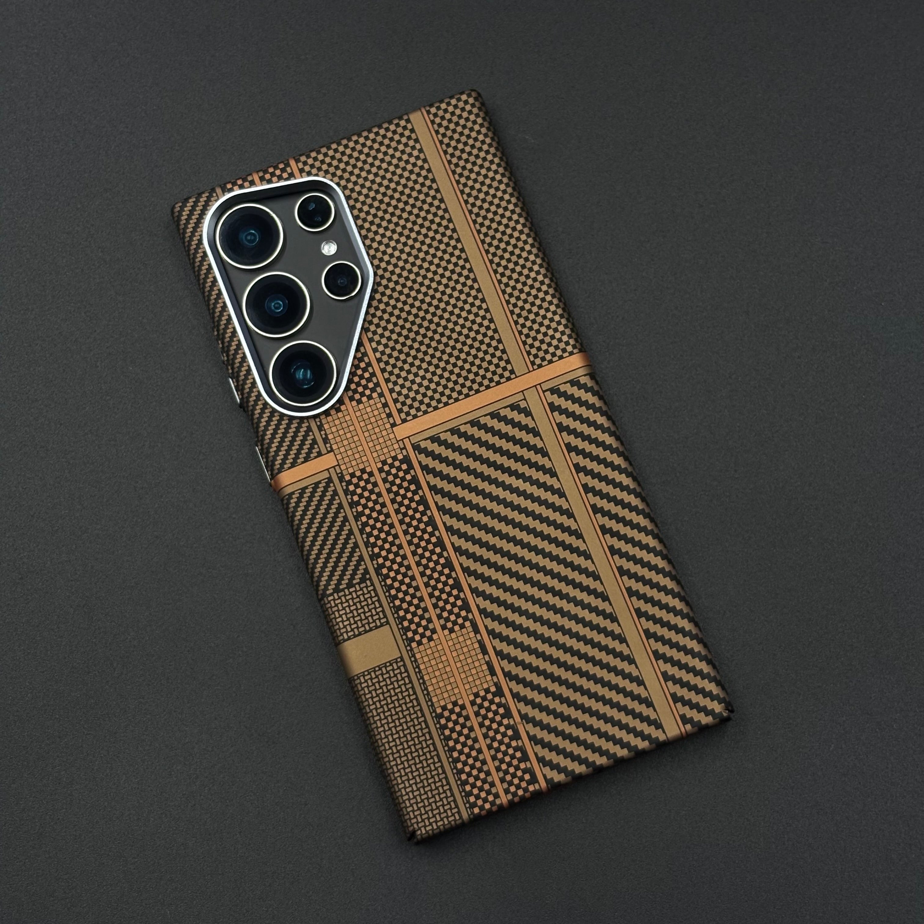 Samsung Galaxy S25 Ultra Desert Brown Premium Slim Case | Rare Aramid Texture Finish | Real Carbon Fibre Feel | Hidden MagSafe