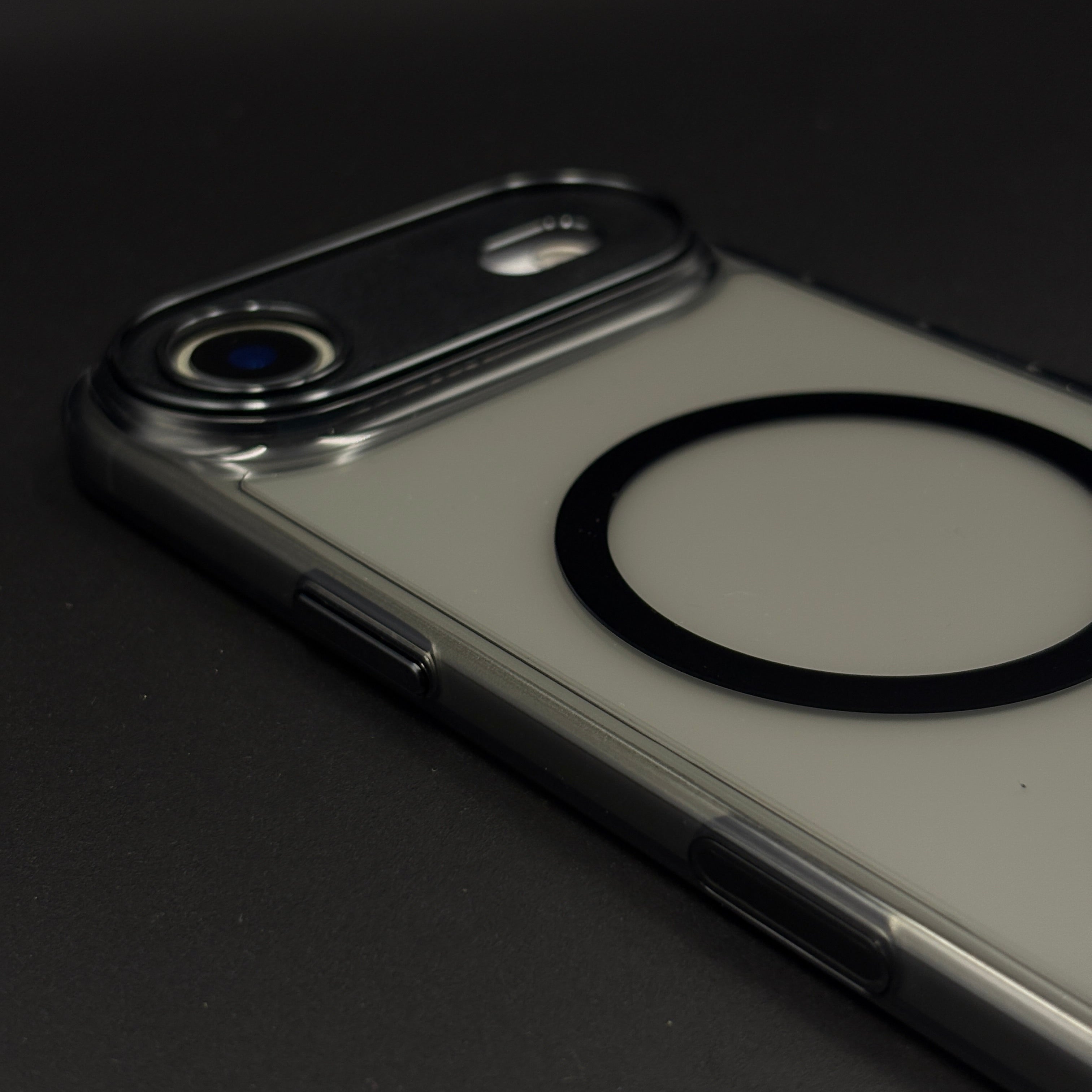 Smokey Transparent MagSafe Phone Case for iPhone 17 Air | Matte Black-Edge Clear Cover