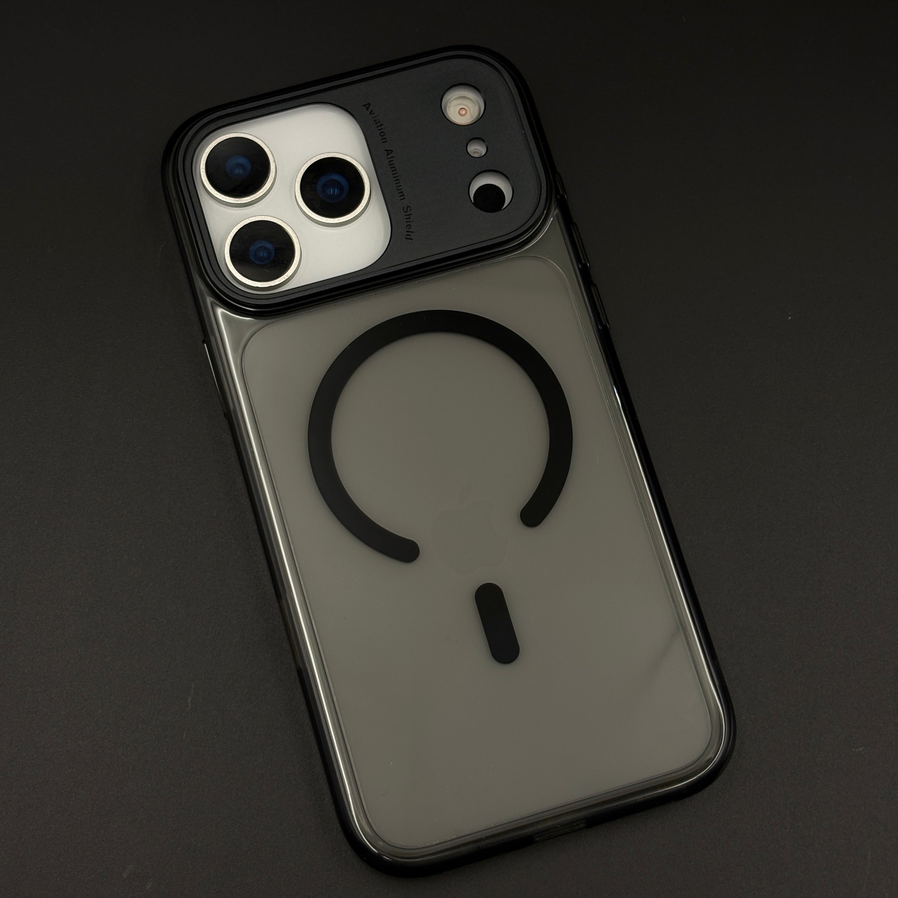 Smokey Transparent MagSafe Phone Case for iPhone 17 Series | Matte Black-Edge Clear Cover