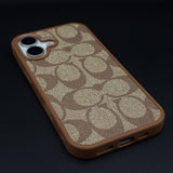 CC Pattern PU Leather Side Silicone Case for iPhone 17 | Monogram Soft Touch Protection