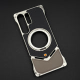 Frameless Carbon Fiber Bumper Case for Samsung Galaxy S25 Ultra | 360° Rotating Magsafe Stand | Rugged Magnetic Protection