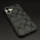 CC Pattern PU Leather Side Silicone Case for iPhone 17 | Monogram Soft Touch Protection