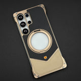 Frameless Carbon Fiber Bumper Case for Samsung Galaxy S25 Ultra | 360° Rotating Magsafe Stand | Rugged Magnetic Protection