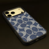 CC Pattern PU Leather Side Silicone Case for iPhone 17 Series | Monogram Soft Touch Protection