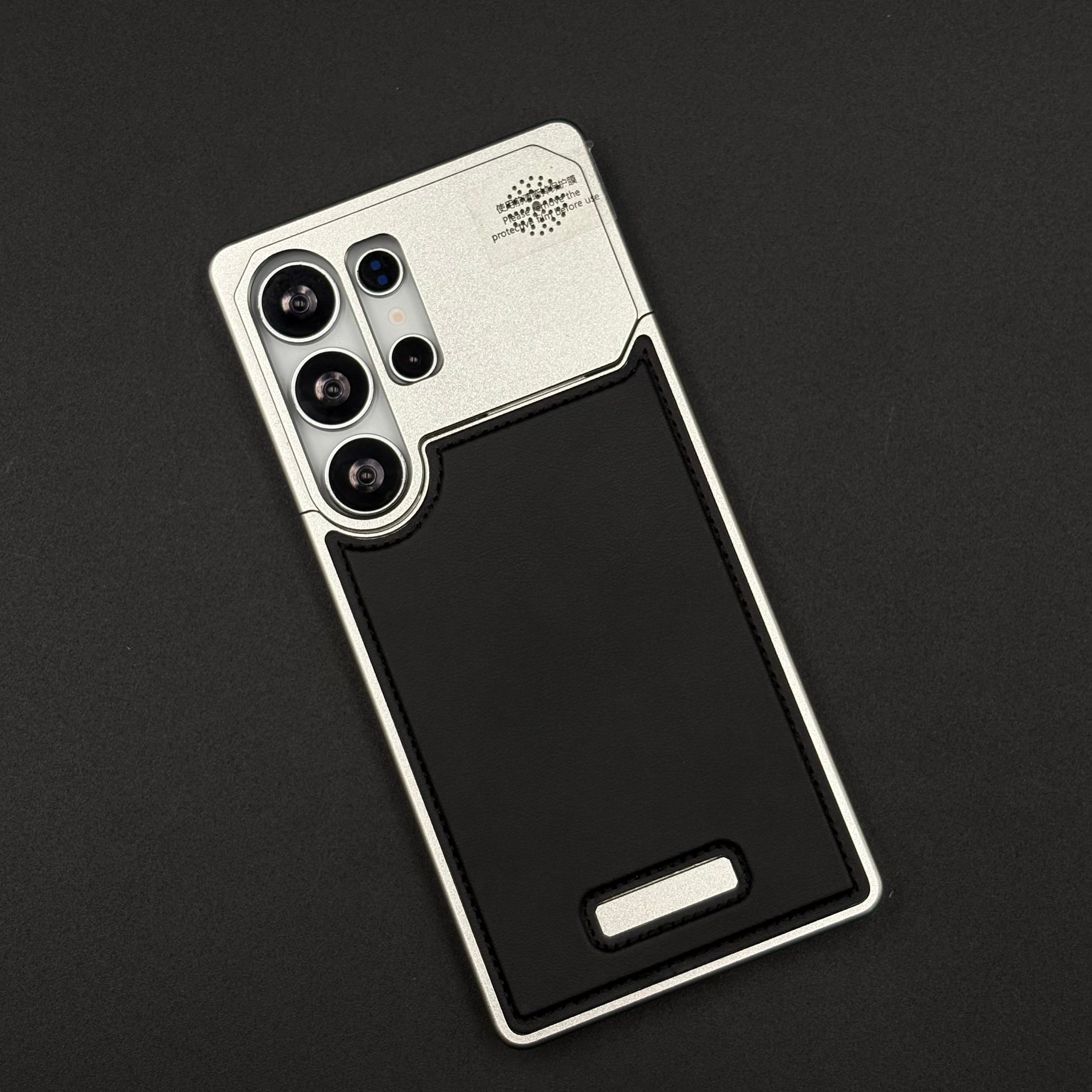 AeroFlex Aluminium Leather Case Hidden Magsafe for Samsung Galaxy S24 Ultra | Premium Metallic Frame | Hybrid Back Cover
