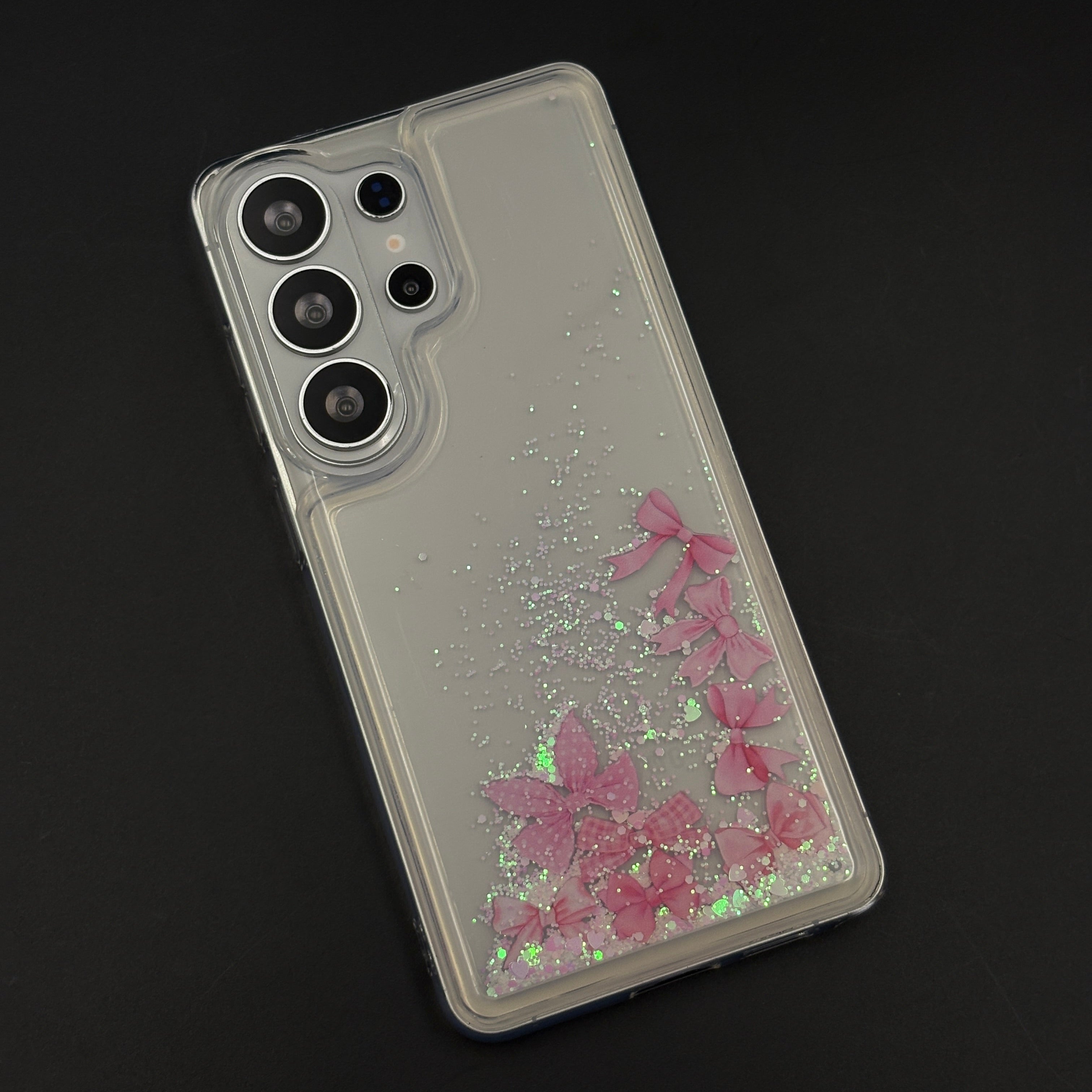 Floating Glitter Elegant Bow Mobile Case Cover for Samsung Galaxy S26 Ultra
