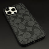 CC Pattern PU Leather Side Silicone Case for iPhone 16 Pro Max | Monogram Soft Touch Protection