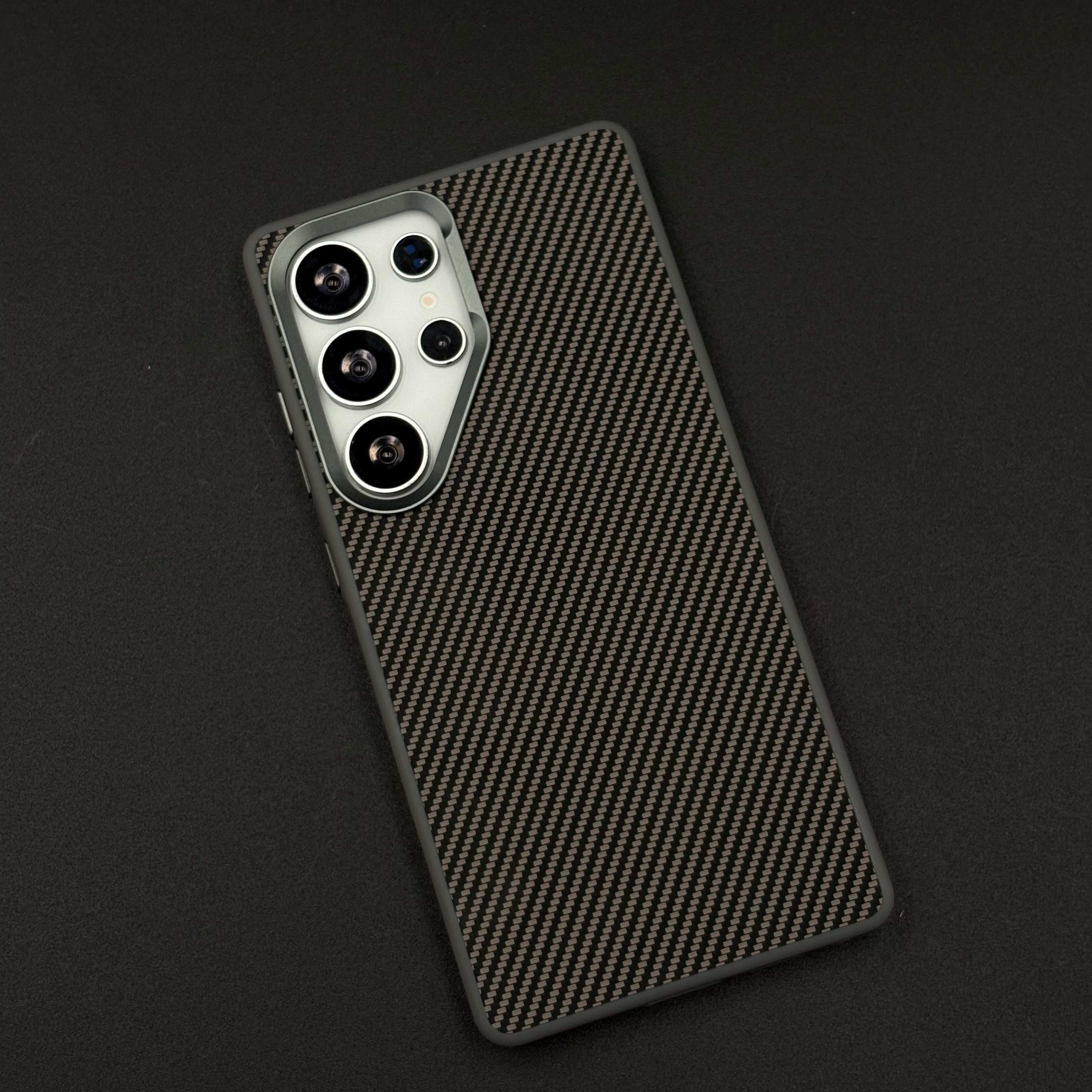 Carbon Fiber Case with Hidden Magsafe for Samsung Galaxy S25 Ultra | Metallic Camera Guard | Slim Magnetic Luxury Protection