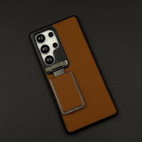 Dotted Leather Feel Case with Foldable Stand for Samsung Galaxy S25 Ultra | Premium Grip | Kickstand Style