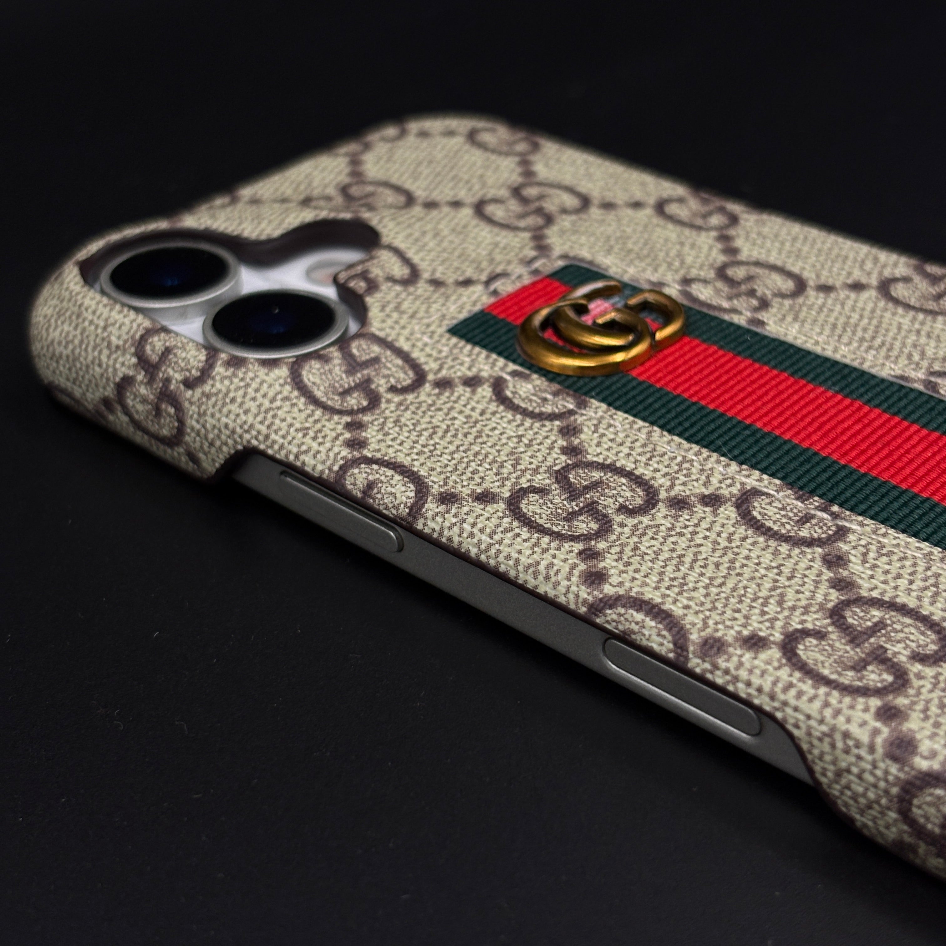 GG Embossed Stripe Case for iPhone 17 | Classic Monogram Premium Designer Cover