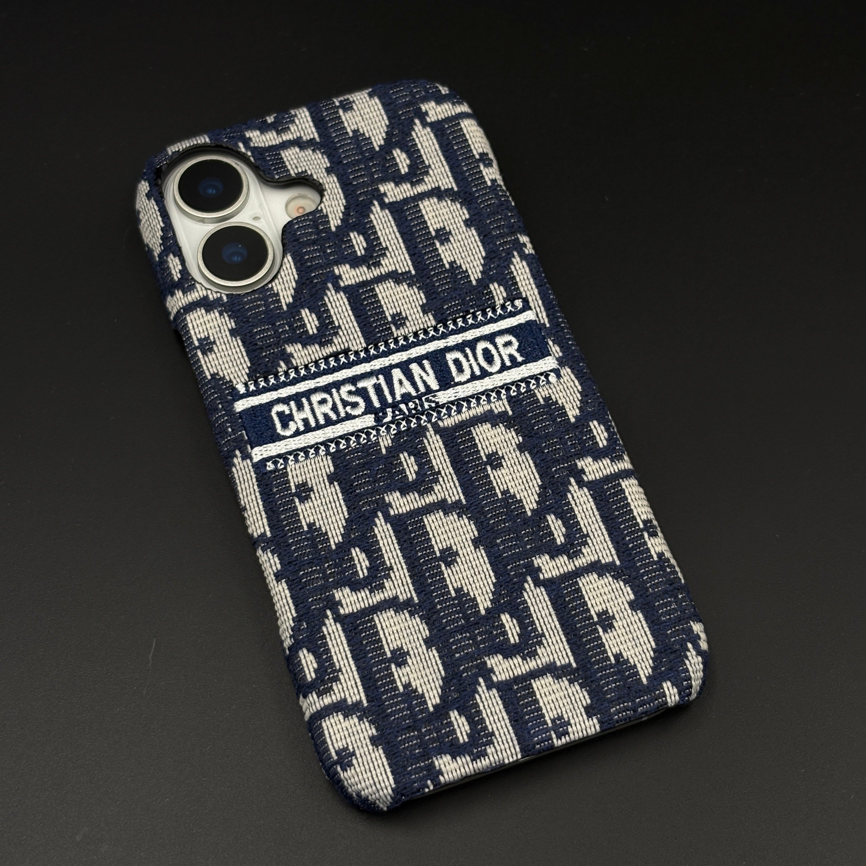 Embroidered Designer Fabric CD Case for iPhone 17 | Sophisticated Slim Cover