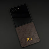 Luxury GG Pattern Leather Feel Case for Samsung Galaxy Z Flip 7 | Designer-Inspired Premium Back Cover