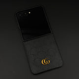 Luxury GG Pattern Leather Feel Case for Samsung Galaxy Z Flip 7 | Designer-Inspired Premium Back Cover