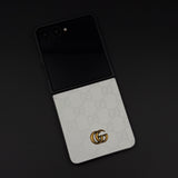 Luxury GG Pattern Leather Feel Case for Samsung Galaxy Z Flip 7 | Designer-Inspired Premium Back Cover