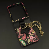 Indian Art Cardholder Case for Samsung Galaxy Z Flip 7 | Chain Strap Holder | Floral Paisley Print
