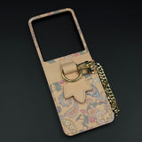 Indian Art Cardholder Case for Samsung Galaxy Z Flip 7 | Chain Strap Holder | Floral Paisley Print