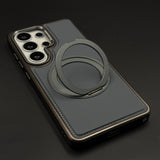 Stitched Leather MagSafe Metal Stand Case for Samsung Galaxy S26 Ultra