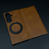 Leather Flip Case with Metal Rotating Stand & MagSafe for Samsung Galaxy Z Fold 6