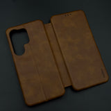Flip Leather Case with Hidden Card Slot and Kickstand for Samsung Galaxy S26 Ultra