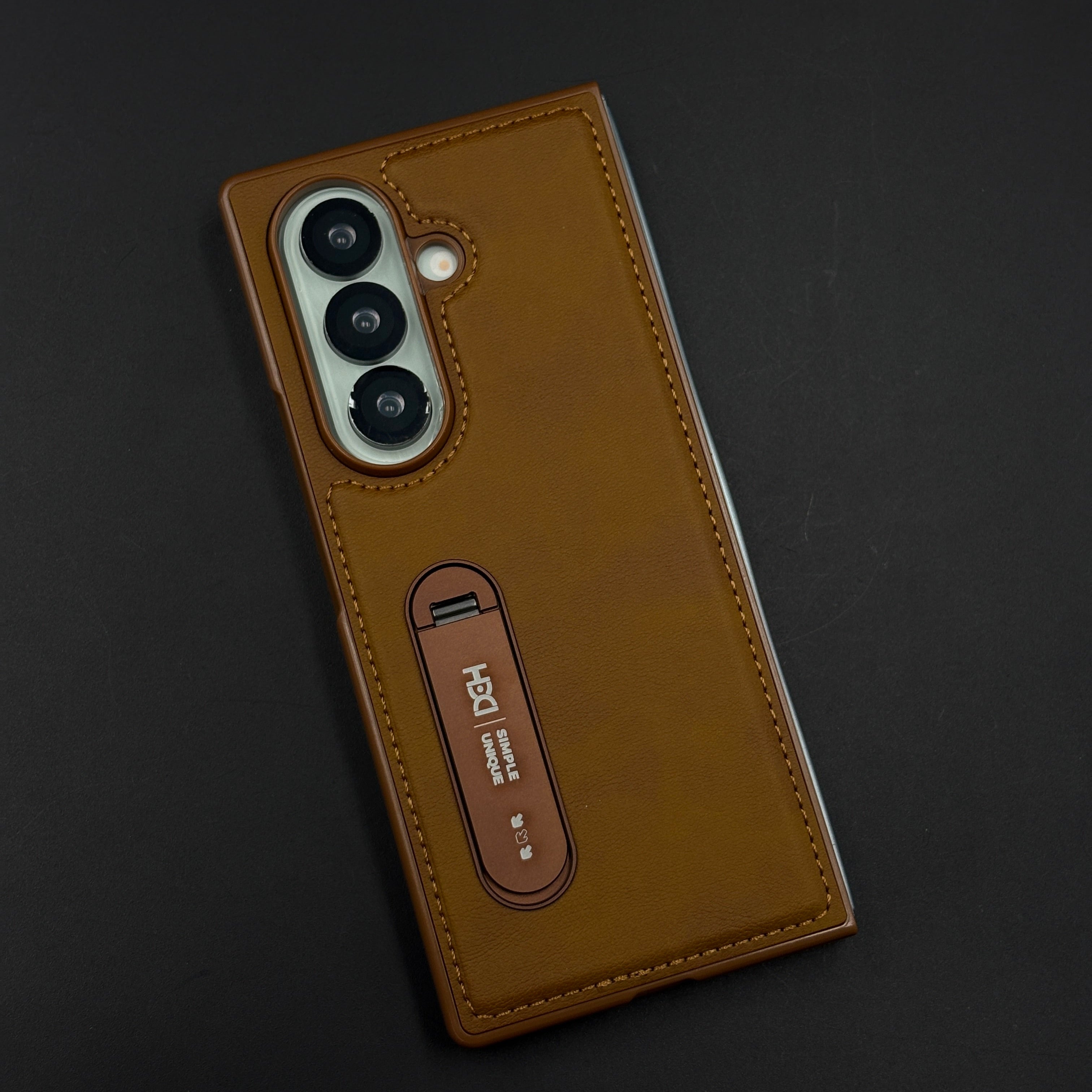 Stitch Leather Metal Kickstand Case for Samsung Galaxy Z Fold 7