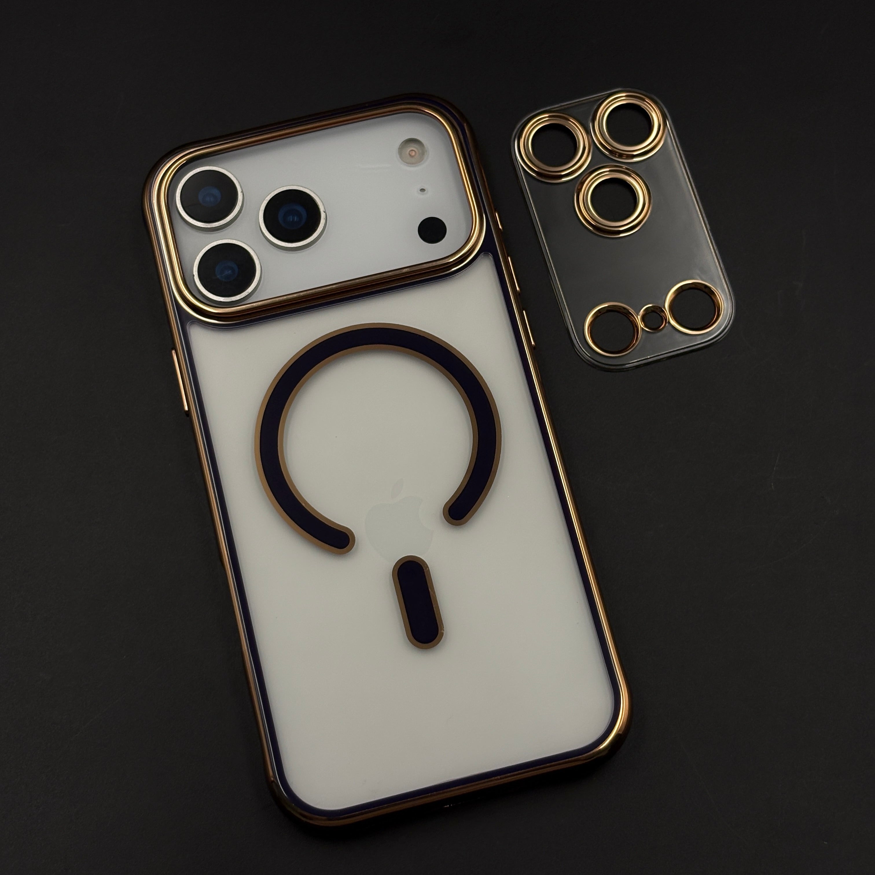 Gold Chrome MagSafe Clear Case with Camera Lens Kit for iPhone 17 Series