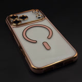 Gold Chrome MagSafe Clear Case with Camera Lens Kit for iPhone 17 Series