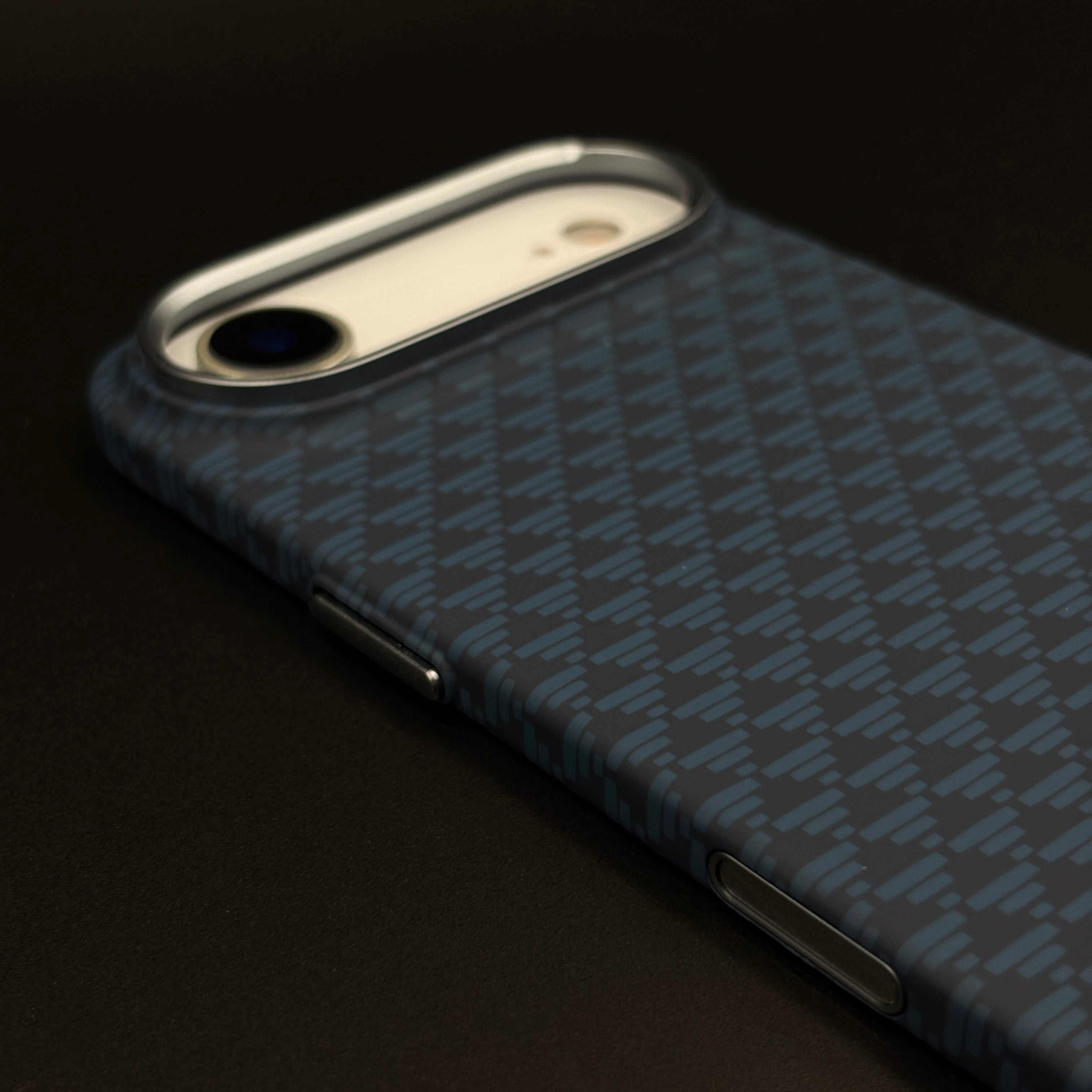Blue Geometric Slim Mobile Case Cover for iPhone 17 Air | Rare Aramid Texture Finish | Real Carbon Fibre Feel | Hidden MagSafe