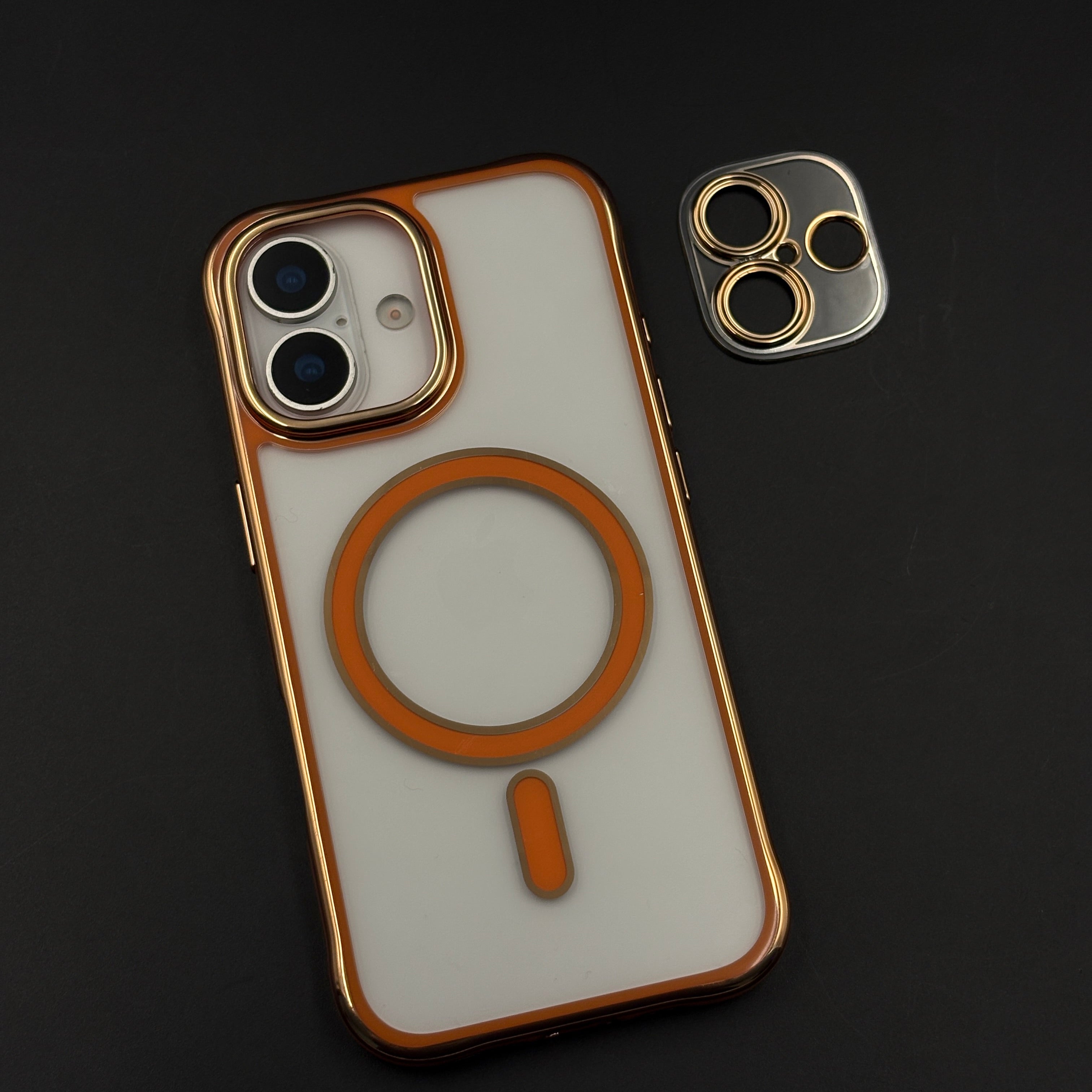 Gold Chrome MagSafe Clear Case with Camera Lens Kit for iPhone 17