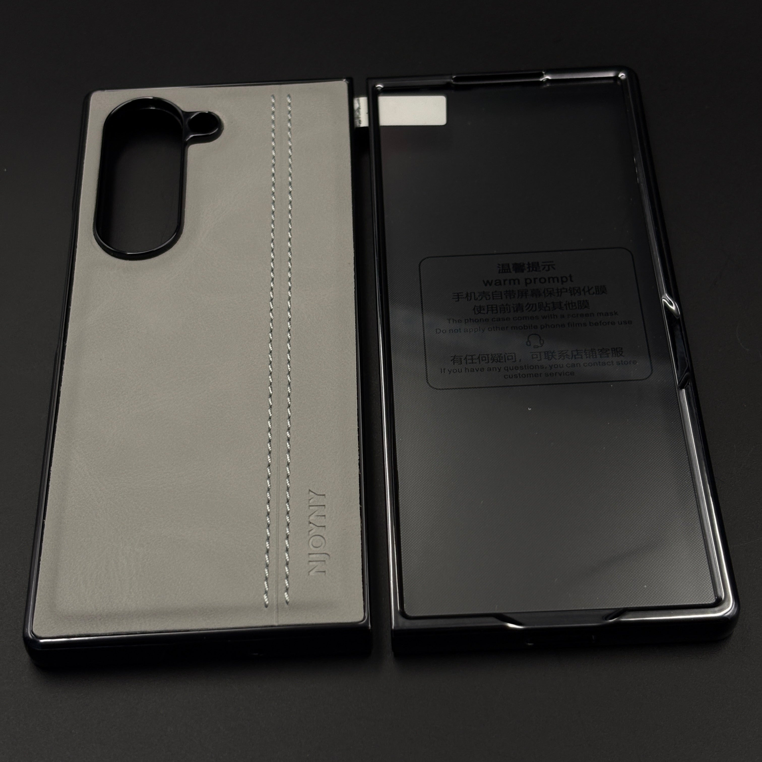 Stitched Leather Case with Front Screen Protector for Samsung Galaxy Z Fold 6