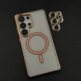 Gold Chrome MagSafe Clear Case with Camera Lens Kit for Samsung Galaxy S25 Ultra
